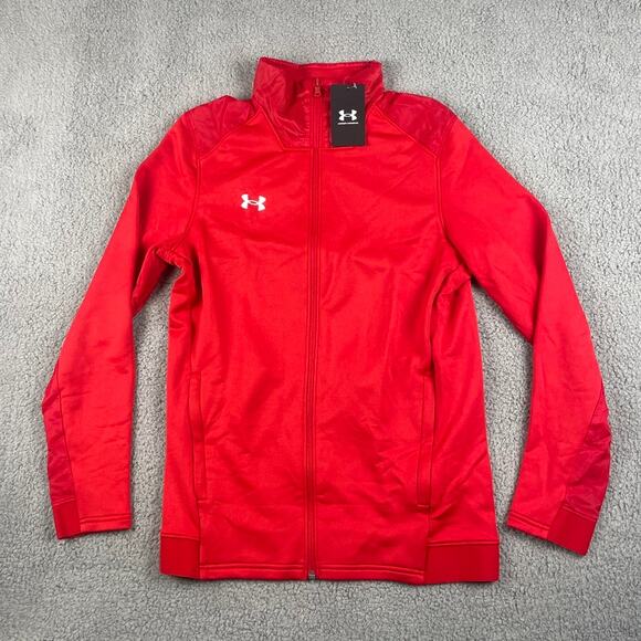 Under Armour Men's Small Red UA Long Sleeve Command Warm Up Full Zip Jacket - Picture 1 of 9